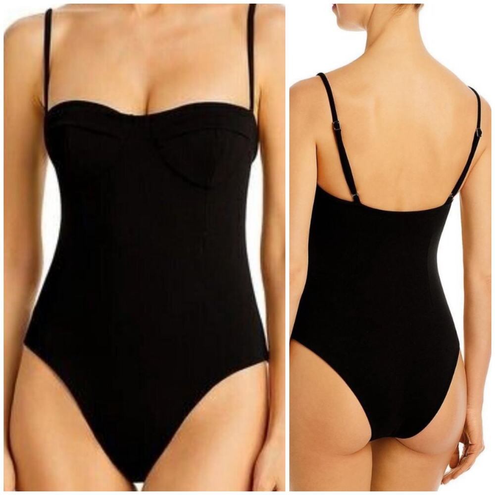 Haight NWOT Crepe Vintage Swimsuit Black Size L Adjustable Strap Underwire - Picture 2 of 10